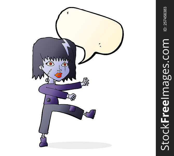 Cartoon Undead Girl With Speech Bubble