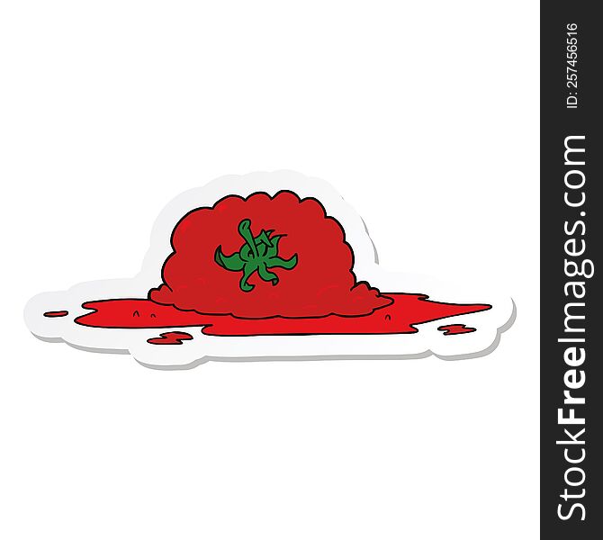 sticker of a cartoon squashed tomato