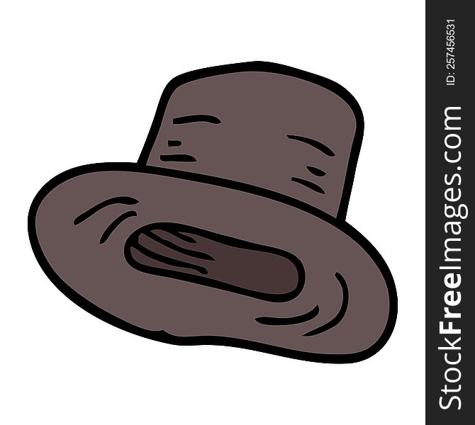 Hand Drawn Doodle Style Cartoon Top Hat
