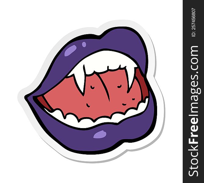 sticker of a cartoon vampire lips