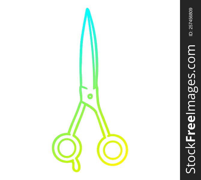 cold gradient line drawing of a cartoon barber scissors