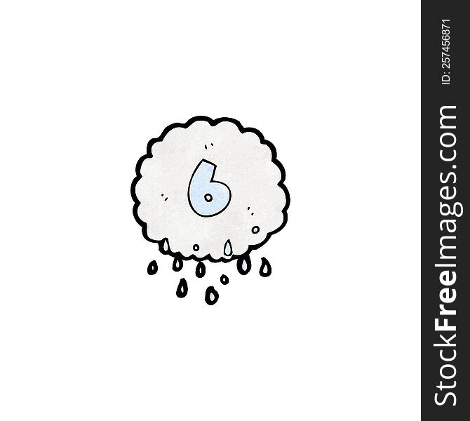 Cartoon Raincloud With Number Six