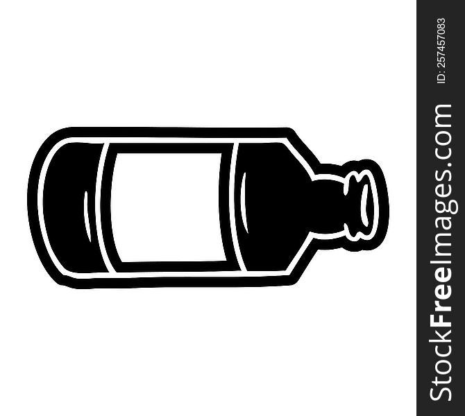 Cartoon Icon Drawing Of An Old Glass Bottle