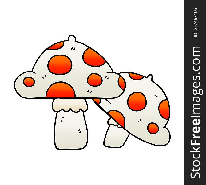 gradient shaded quirky cartoon toadstools. gradient shaded quirky cartoon toadstools