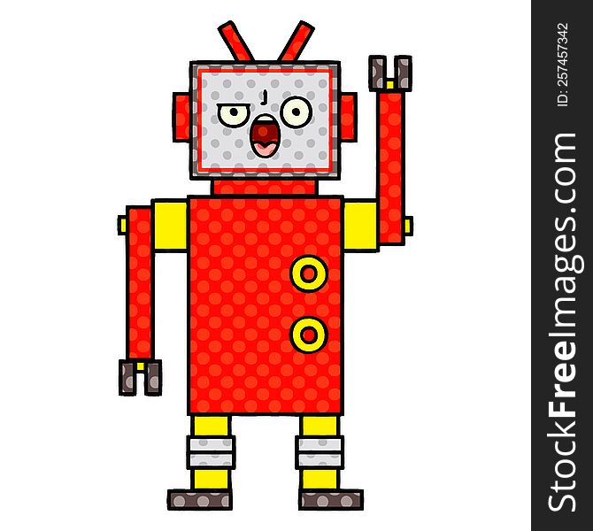 Comic Book Style Cartoon Angry Robot