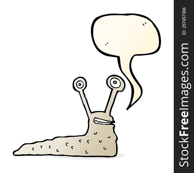 cartoon slug with speech bubble