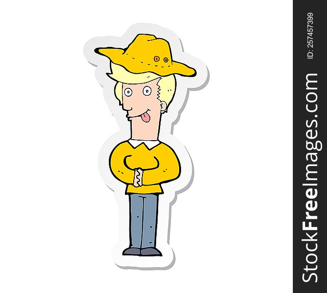 Sticker Of A Cartoon Man In Hat