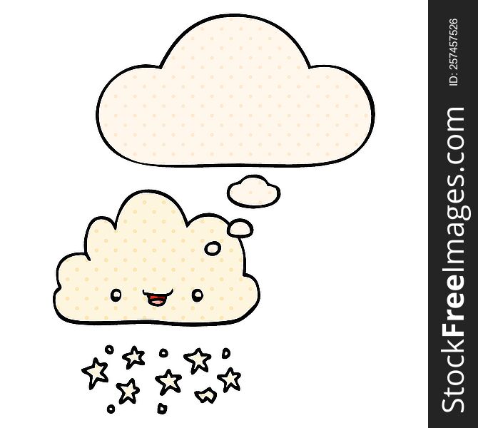 Cartoon Storm Cloud And Thought Bubble In Comic Book Style