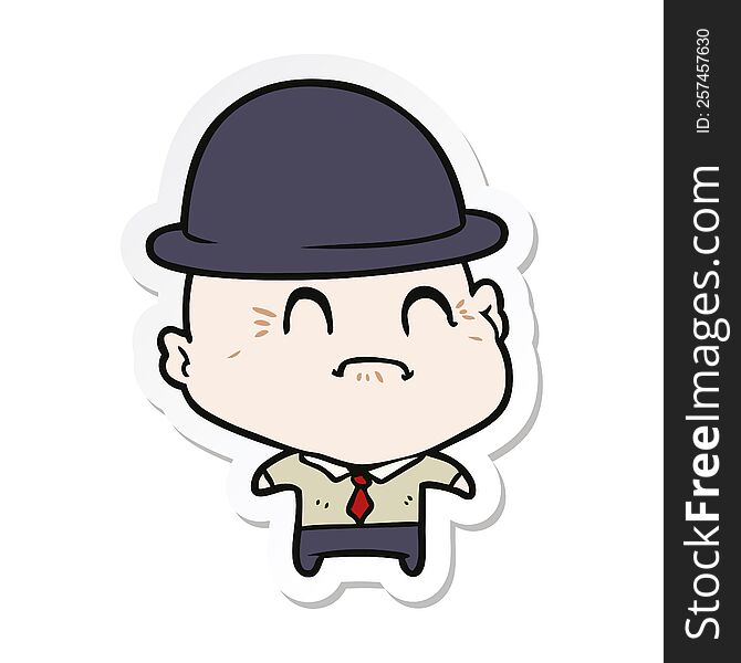 Sticker Of A Cartoon Old Businessman