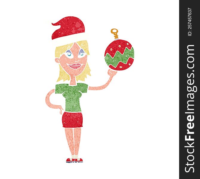 Cartoon Woman Ready For Christmas