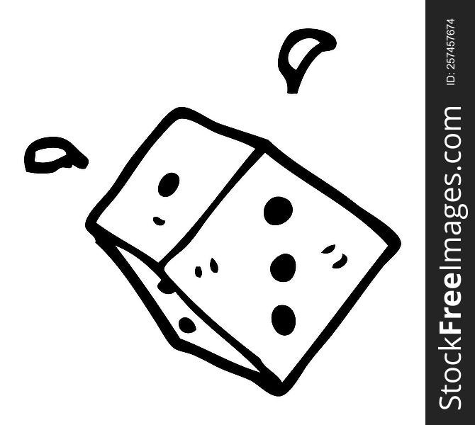 line drawing cartoon rolling dice