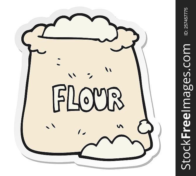 sticker of a cartoon bag of flour