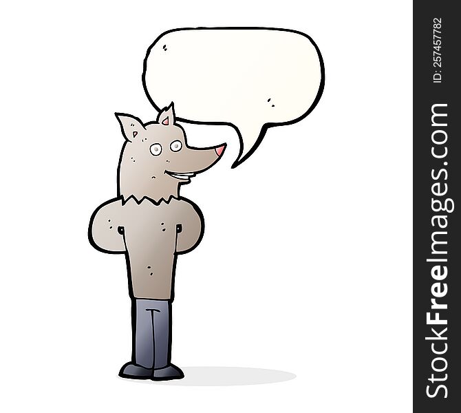 Cartoon Wolf Man With Speech Bubble