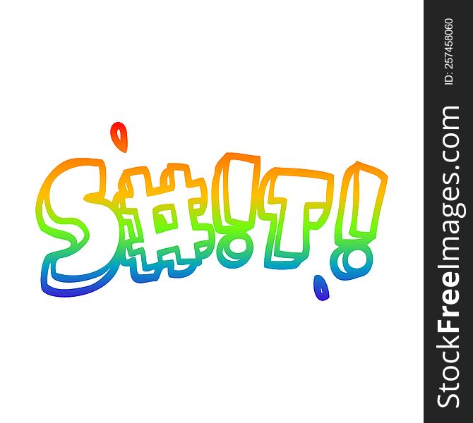 rainbow gradient line drawing of a cartoon swear word