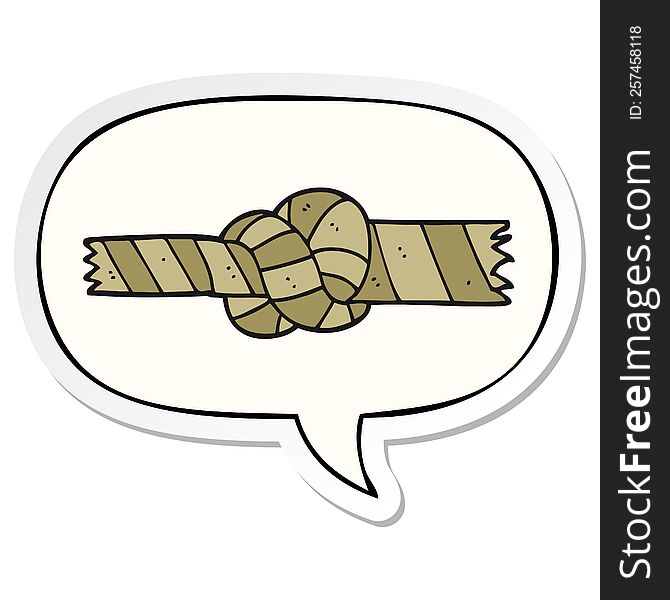 cartoon knotted rope with speech bubble sticker