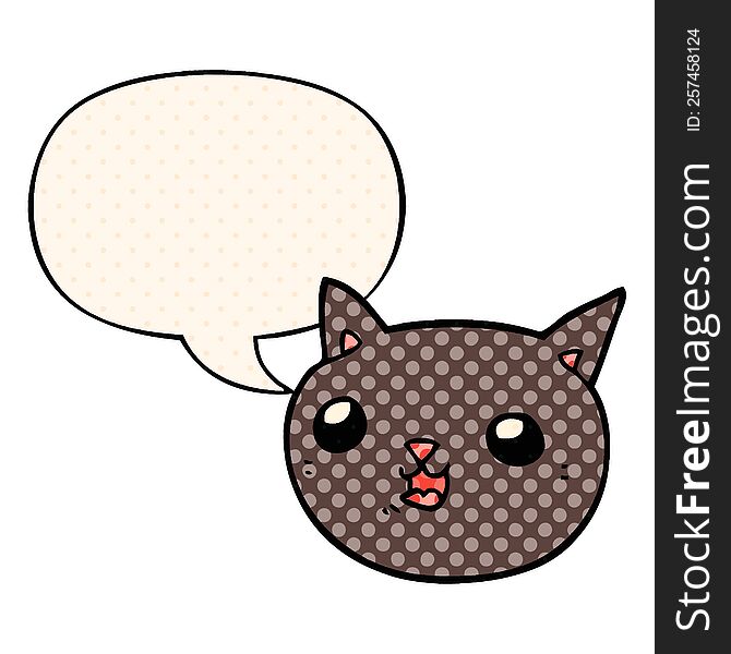 cartoon cat with speech bubble in comic book style