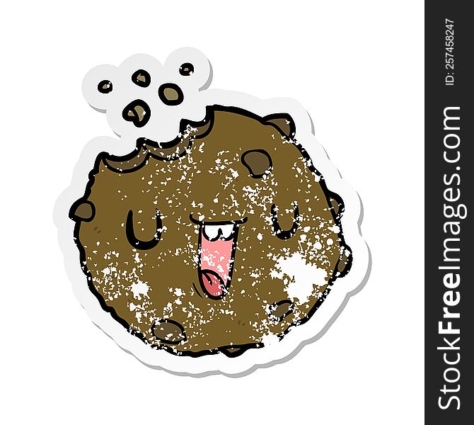distressed sticker of a cartoon cookie