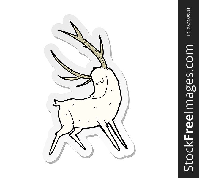 Sticker Of A Cartoon White Stag