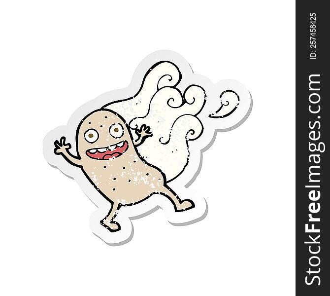 Retro Distressed Sticker Of A Cartoon Potato