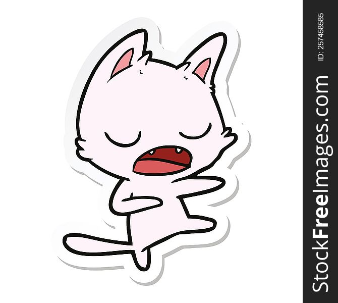 sticker of a talking cat dancing