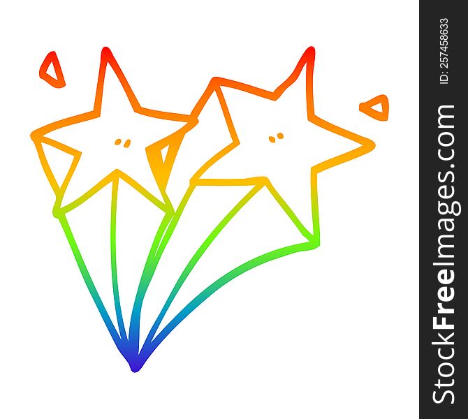 Rainbow Gradient Line Drawing Cartoon Stars