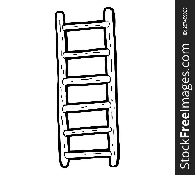 freehand drawn black and white cartoon ladder