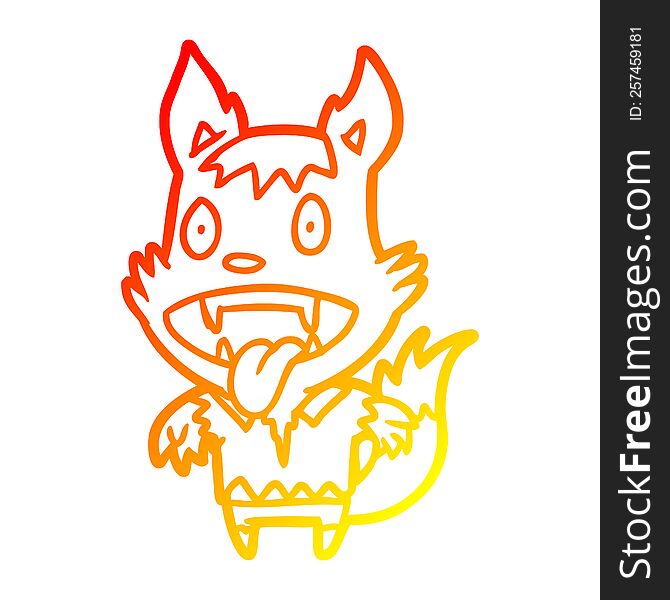 Warm Gradient Line Drawing Halloween Werewolf