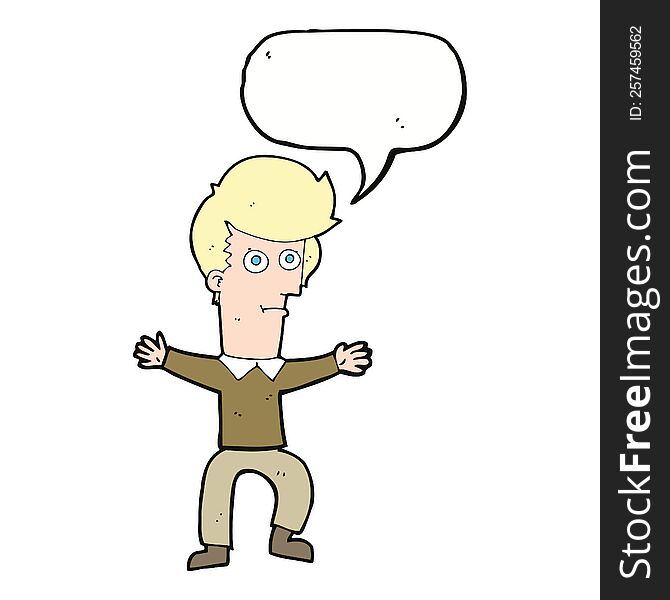 Cartoon Startled Man With Speech Bubble