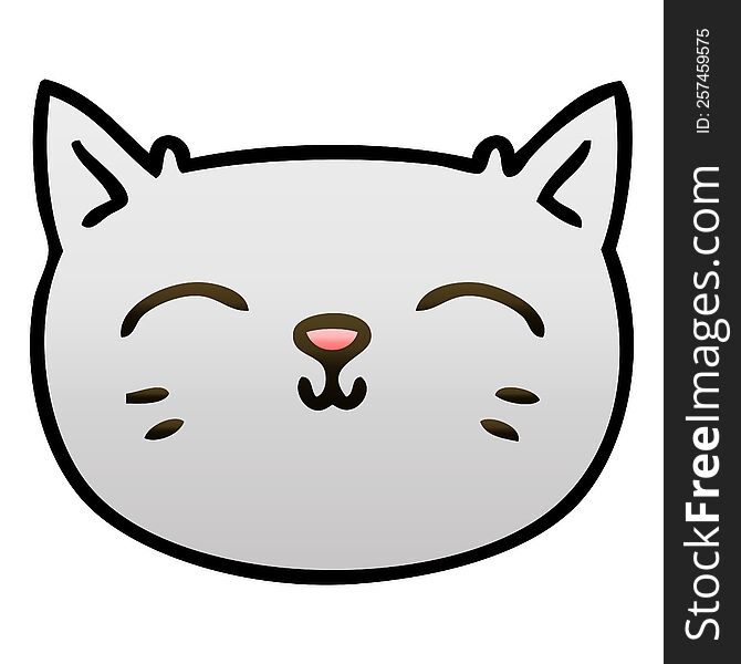 gradient shaded quirky cartoon cat face. gradient shaded quirky cartoon cat face