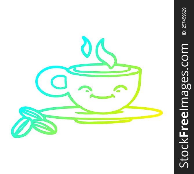 cold gradient line drawing of a cartoon espresso mug