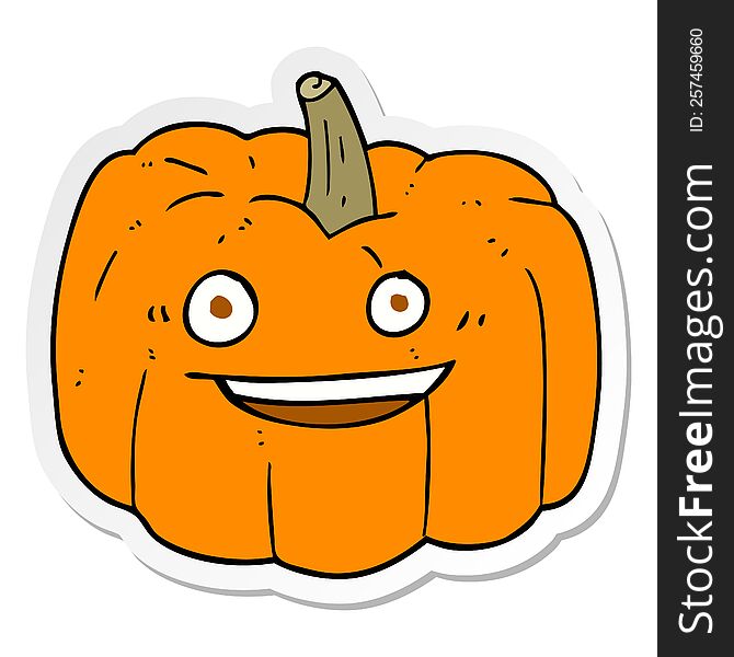 Sticker Of A Cartoon Halloween Pumpkin