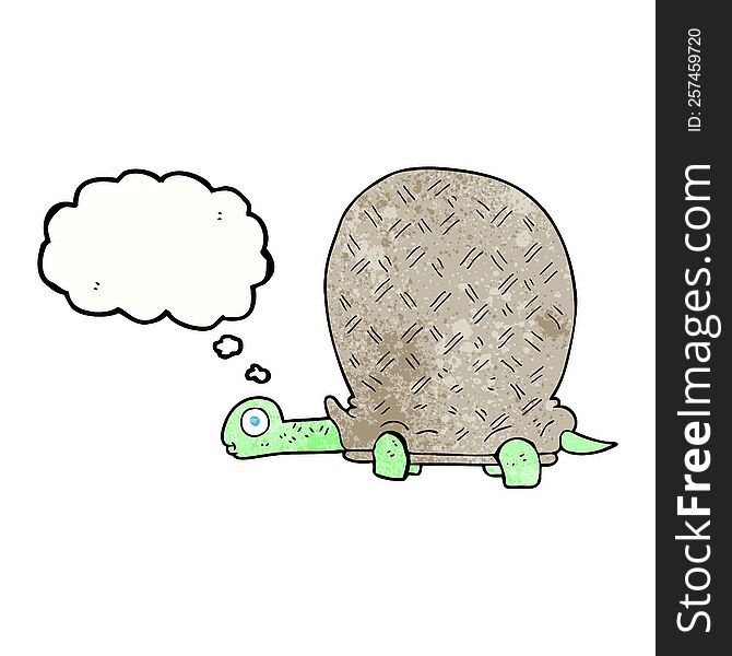 freehand drawn thought bubble textured cartoon tortoise