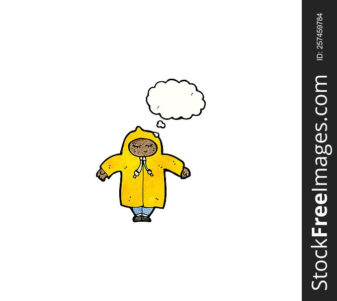 Cartoon Person In Raincoat