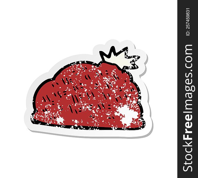 retro distressed sticker of a cartoon winter hat