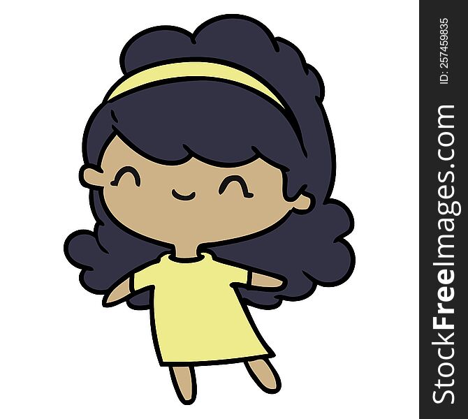 cartoon illustration kawaii girl with head band. cartoon illustration kawaii girl with head band