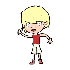 Cartoon Boy With Positive Attitude Stock Image