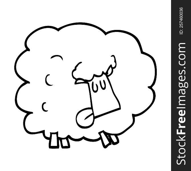 line drawing cartoon funny sheep