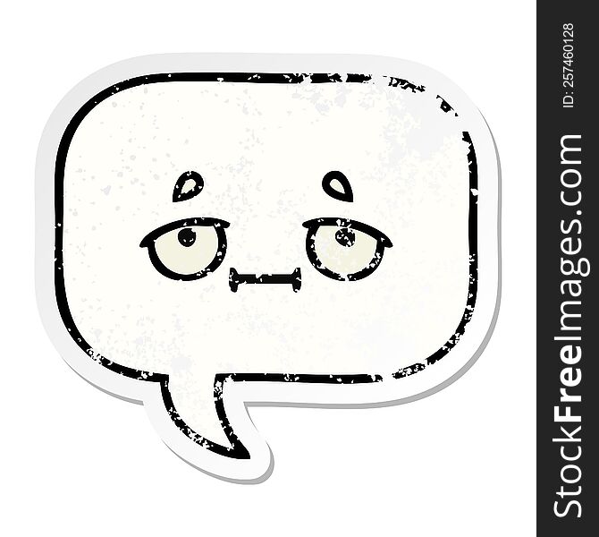 distressed sticker of a cute cartoon speech bubble