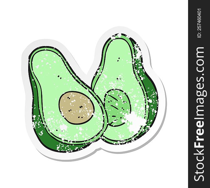 distressed sticker of a cartoon avocado