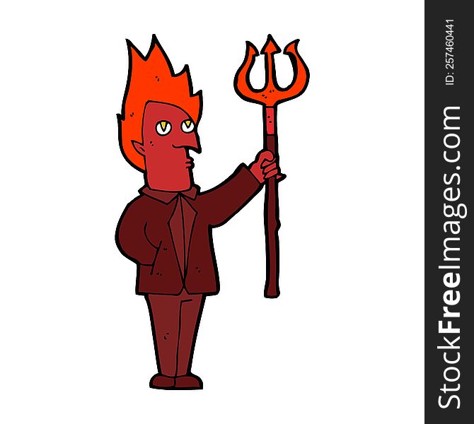 cartoon devil with pitchfork