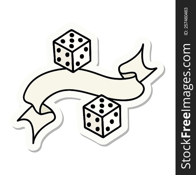 Tattoo Sticker With Banner Of A Dice