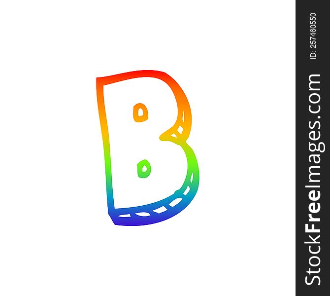 Rainbow Gradient Line Drawing Cartoon Letter B