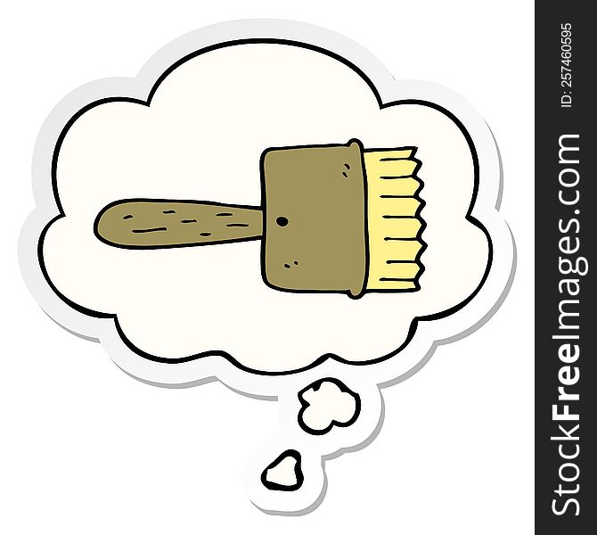 cartoon paintbrush with thought bubble as a printed sticker