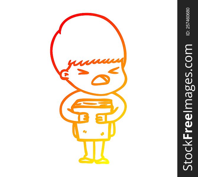 warm gradient line drawing of a cartoon stressed man