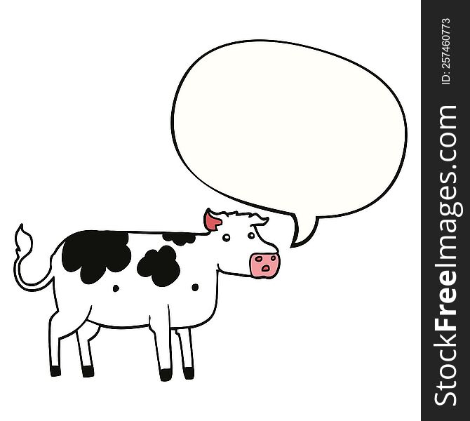 cartoon cow with speech bubble. cartoon cow with speech bubble