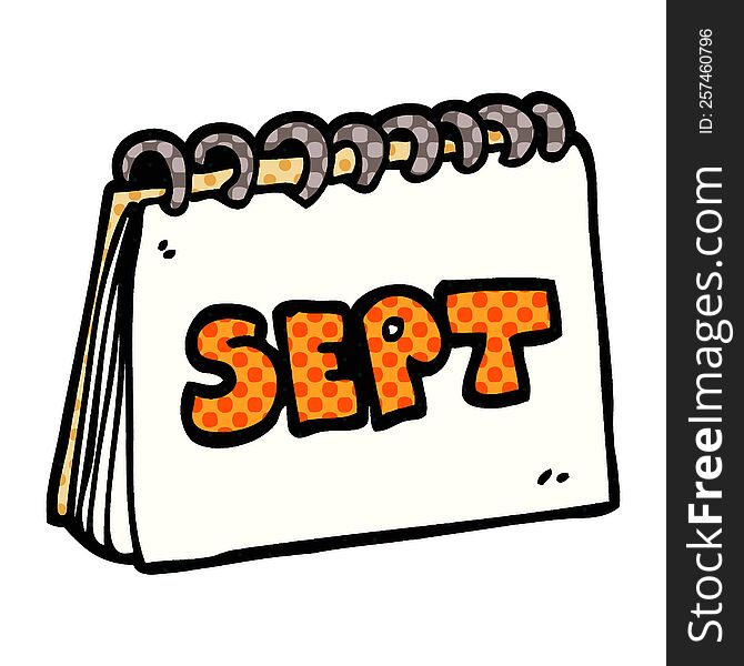 cartoon doodle calendar showing month of september