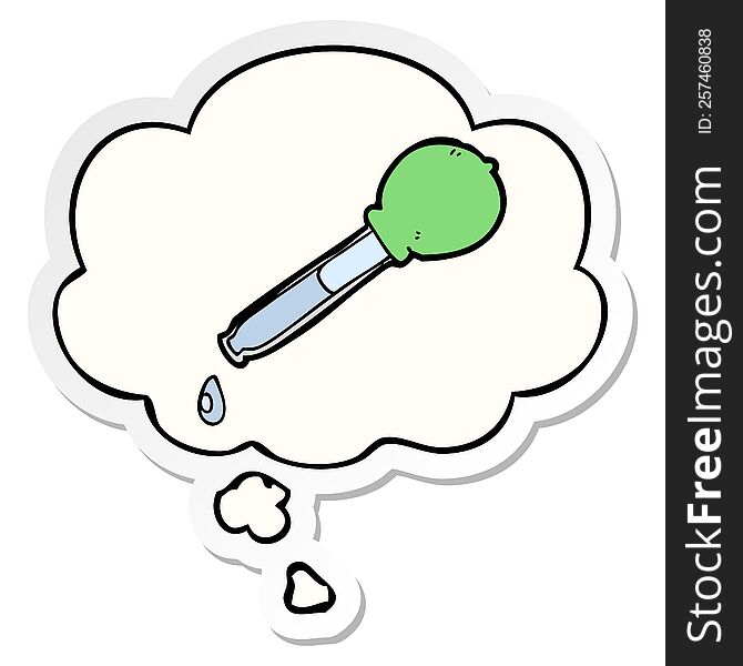 Cartoon Pipette And Thought Bubble As A Printed Sticker