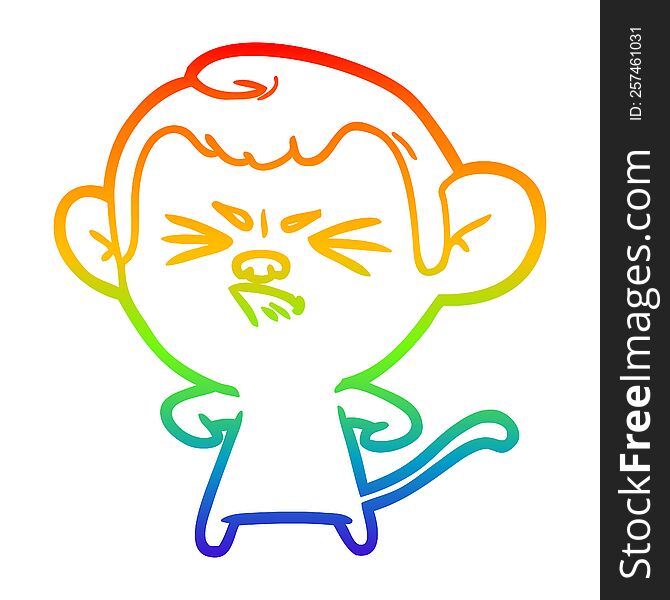 rainbow gradient line drawing cartoon angry monkey