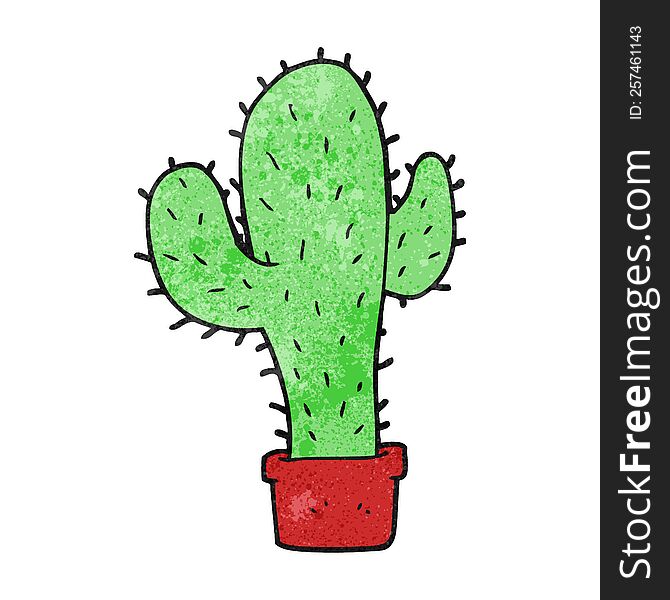 freehand textured cartoon cactus