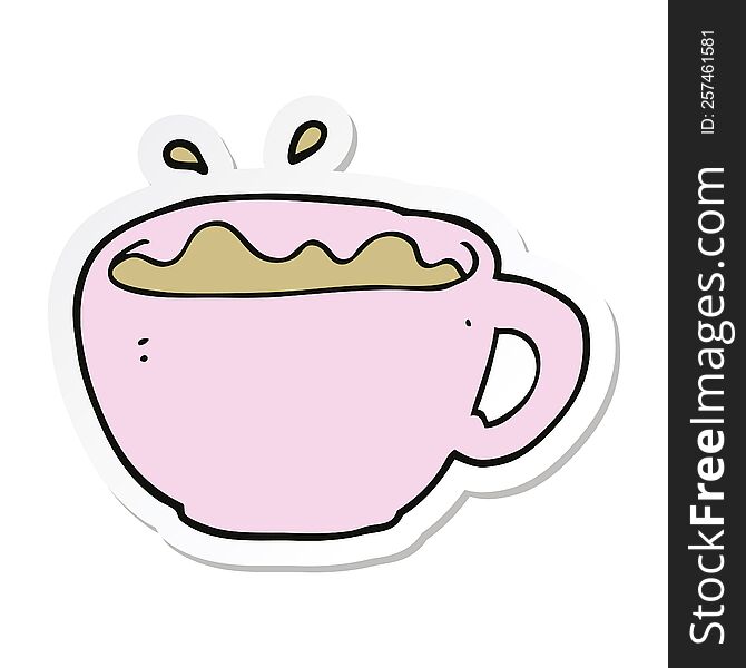 Sticker Of A Cartoon Coffee Cup
